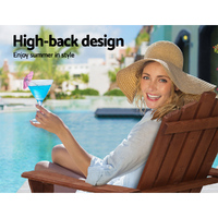 Gardeon Adirondack Outdoor Chairs Wooden Beach Chair Patio Furniture Garden Brown thumbnail