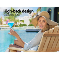 Gardeon Adirondack Outdoor Chairs Wooden Beach Chair Patio Furniture Garden Natural thumbnail