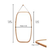 Hanging Full Length Wall Mirror - Solid Bamboo Frame and Adjustable Leather Strap for Bathroom and Bedroom thumbnail