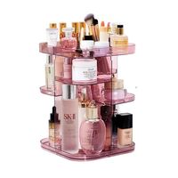 360 Rotating Large Capacity Makeup Organizer for Bedroom and Bathroom (Pink) thumbnail