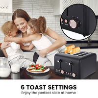 Pronti Rose Trim Collection Toaster & Kettle Bundle - Black thumbnail