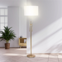 Sarantino Brushed Gold Height-Adjustable Metal Floor Lamp thumbnail