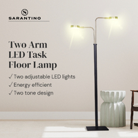 Sarantino LED Metal Floor Lamp with 2 Lights in Brushed Gold and Black Finish thumbnail