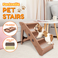 Furtastic 50cm Foldable Step Ladder Stairs - Brown thumbnail