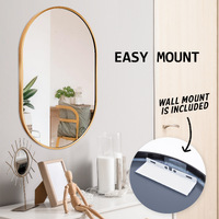 Wall Mirror Oval Aluminum Frame Bathroom 50x75cm GOLD thumbnail