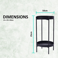 Plant Stand 50cm Planter Shelf Rack Display Steel 2 Tier BLACK thumbnail