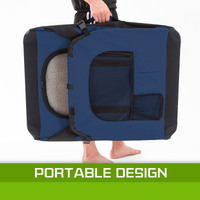 Portable Soft Dog Cage Crate Carrier L BLUE thumbnail