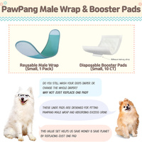 Dog Wrap Resuable Male S + 10X Diaper Booster Pads Disposable S thumbnail