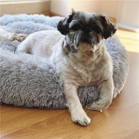 Pet Dog Bed Bedding Warm Plush Round Comfortable Dog Nest Light Grey M 70cm thumbnail