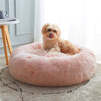 Pet Dog Bedding Warm Plush Round Comfortable Nest Comfy Sleep kennel Pink M 70cm thumbnail