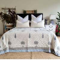 Kolka Palm & Pine Reversible Quilt 100% Cotton Blue - King Size thumbnail