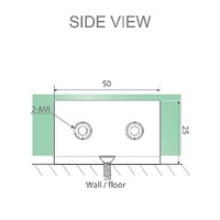 110cm Wall to Wall Frameless Shower Screen with White Brackets and SS Hinges, Round Handle thumbnail