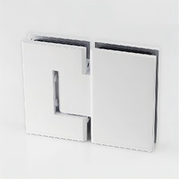100cm Wall to Wall Frameless Shower Screen with White Brackets and Brass Hinges, Round Handle thumbnail