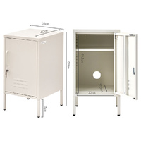 Artiss Bedside Table Metal Cabinet - White thumbnail