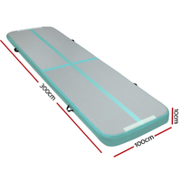 Everfit 3m x 1m Air Track Mat Gymnastic Tumbling Mint Green and Grey thumbnail