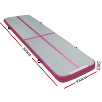 Everfit 3m x 1m Air Track Mat Gymnastic Tumbling Pink and Grey thumbnail