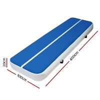 4m x 1m Inflatable Air Track Mat 20cm Thick Gymnastic Tumbling Blue And White thumbnail
