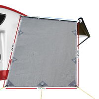 Caravan Privacy Screen Roll Out Awning 1.95 x 2.2M Sun Shade End Wall Side Grey thumbnail