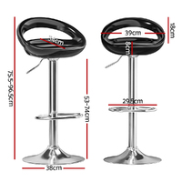 Artiss 2x Bar Stools Gas Lift Plastic Seat Black thumbnail