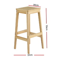 Artiss 2x Bar Stools Rubber Wood Stool Counter Chair Rattan Barstools Kitchen thumbnail