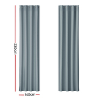 Artiss 2X Blockout Curtains Eyelet 140x230cm Grey thumbnail