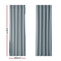 Artiss 2X Blockout Curtains Eyelet 180x213cm Grey thumbnail