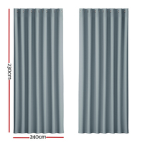 Artiss 2X Blockout Curtains Eyelet 240x230cm Grey thumbnail