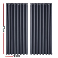 Artiss 2X Blockout Curtains Eyelet 300x230cm Charcoal thumbnail