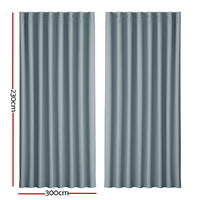 Artiss 2X Blockout Curtains Eyelet 300x230cm Grey thumbnail