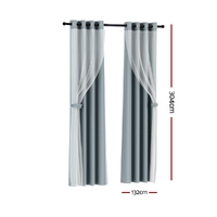 Artiss 2X 132x304cm Blockout Sheer Curtains Light Grey thumbnail