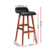 Artiss 2x Bar Stools Wooden Stool Black thumbnail