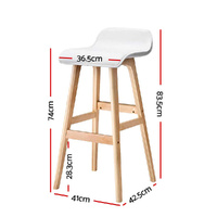 Artiss 2x Bar Stools Wooden Stool White thumbnail