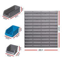Giantz 48 Storage Bin Rack Wall Mounted Steel Board thumbnail