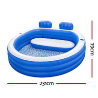 Bestway Kids Inflatable Pool Above Ground Pools Bench Seat Cup Holder 231x219cm thumbnail