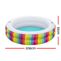 Bestway Kids Inflatable Round Pool Above Ground Cup Holder Rainbow 206x206x51cm thumbnail