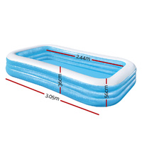 Bestway Kids Pool 305x183x56cm Inflatable Above Ground Swimming Pools 1161L thumbnail