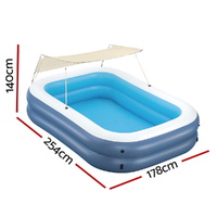 Bestway Kids Inflatable Pool Above Ground Splash Pool with Sunshade 254x178cm thumbnail
