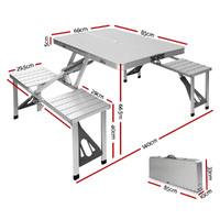 Weisshorn Folding Camping Table Outdoor Picnic BBQ With 2 Bench Chairs Set thumbnail