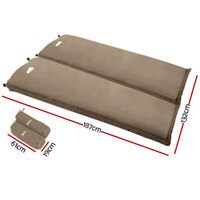 Weisshorn Self Inflating Mattress Camping Sleeping Mat Air Bed Double Set Coffee thumbnail