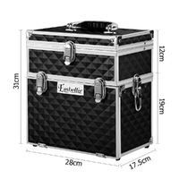 Embellir Portable Cosmetic Beauty Makeup Carry Case with Mirror - Diamond Black thumbnail