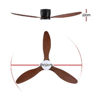 Devanti 52'' Ceiling Fan DC Motor w/Light w/Remote - Dark Wood thumbnail
