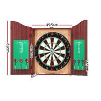 18" Dartboard Dart Board with Steel Darts Wooden Cabinet Party Game thumbnail