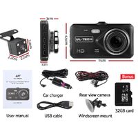 UL-tech Dash Camera 1080P 4" Front Rear View,UL-tech Dash Camera 1080P 4" Front Rear View Cam Car DVR Reverse Recorder 32GB thumbnail