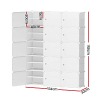 Artiss Shoe Rack Storage Cabinet DIY 15 Storage Cube Stackable White thumbnail