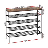 Artiss Shoe Rack 5-tier 25 Pairs Walnut Bob thumbnail
