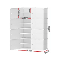 Artiss Shoe Box DIY Set of 8 Storage Cube Stackable White thumbnail