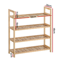 Artiss 4-tier Shoe Rack 12 Pairs Shoe Storage Weaved Shelves thumbnail