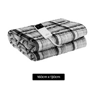 Giselle Bedding Electric Throw Rug Flannel Snuggle Blanket Washable Heated Grey and White Checkered thumbnail