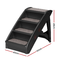 i.Pet Dog Ramp Steps For Bed Sofa Car Pet Stairs Ladder Portable Foldable Black thumbnail