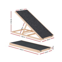 i.Pet Dog Ramp 100cm Adjustable Height Wooden Steps Stairs For Bed Sofa Car Foldable thumbnail